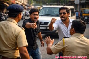 रस्त्यावर गाडी उभी करून अडथळा; जाब विचारणाऱ्या पोलिसांनाच “बघून घेऊ” म्हणत तरुणांची दादागिरी