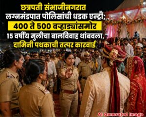 छत्रपती संभाजीनगरात लग्नमंडपात पोलिसांची धडक एन्ट्री; ४०० ते ५०० वऱ्हाड्यांसमोर १५ वर्षीय मुलीचा बालविवाह थांबवला, दामिनी पथकाची तत्पर कारवाई