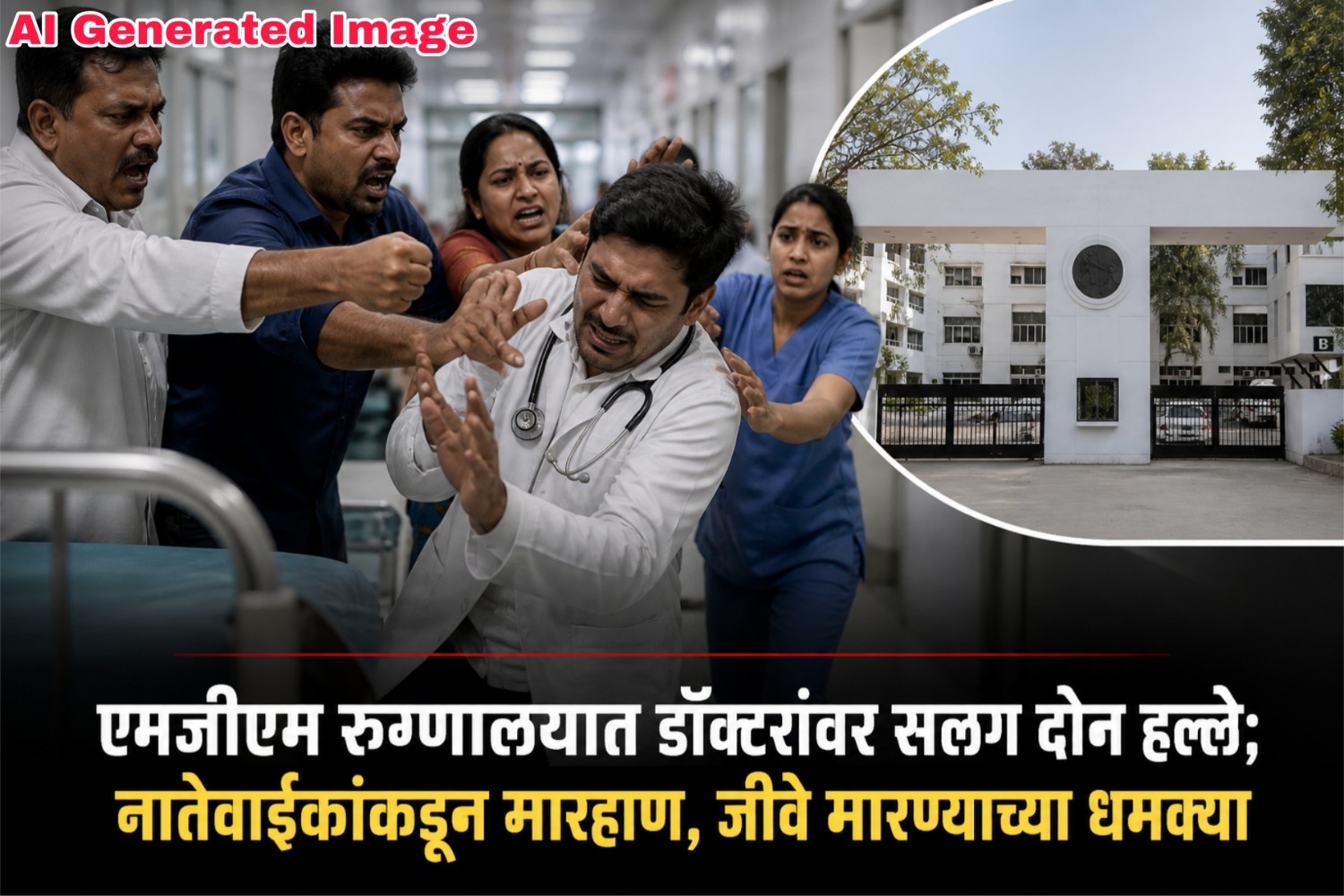 एमजीएम रुग्णालयात डॉक्टरांवर सलग दोन हल्ले; नातेवाईकांकडून मारहाण, जीवे मारण्याच्या धमक्या