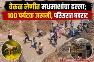वेरूळ लेणीत मधमाशांचा हल्ला; 100 पर्यटक जखमी, परिसरात घबराट