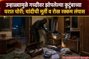 उन्हाळ्यामुळे गच्चीवर झोपलेल्या कुटुंबाच्या घरात चोरी; चांदीची मूर्ती व रोख रक्कम लंपास