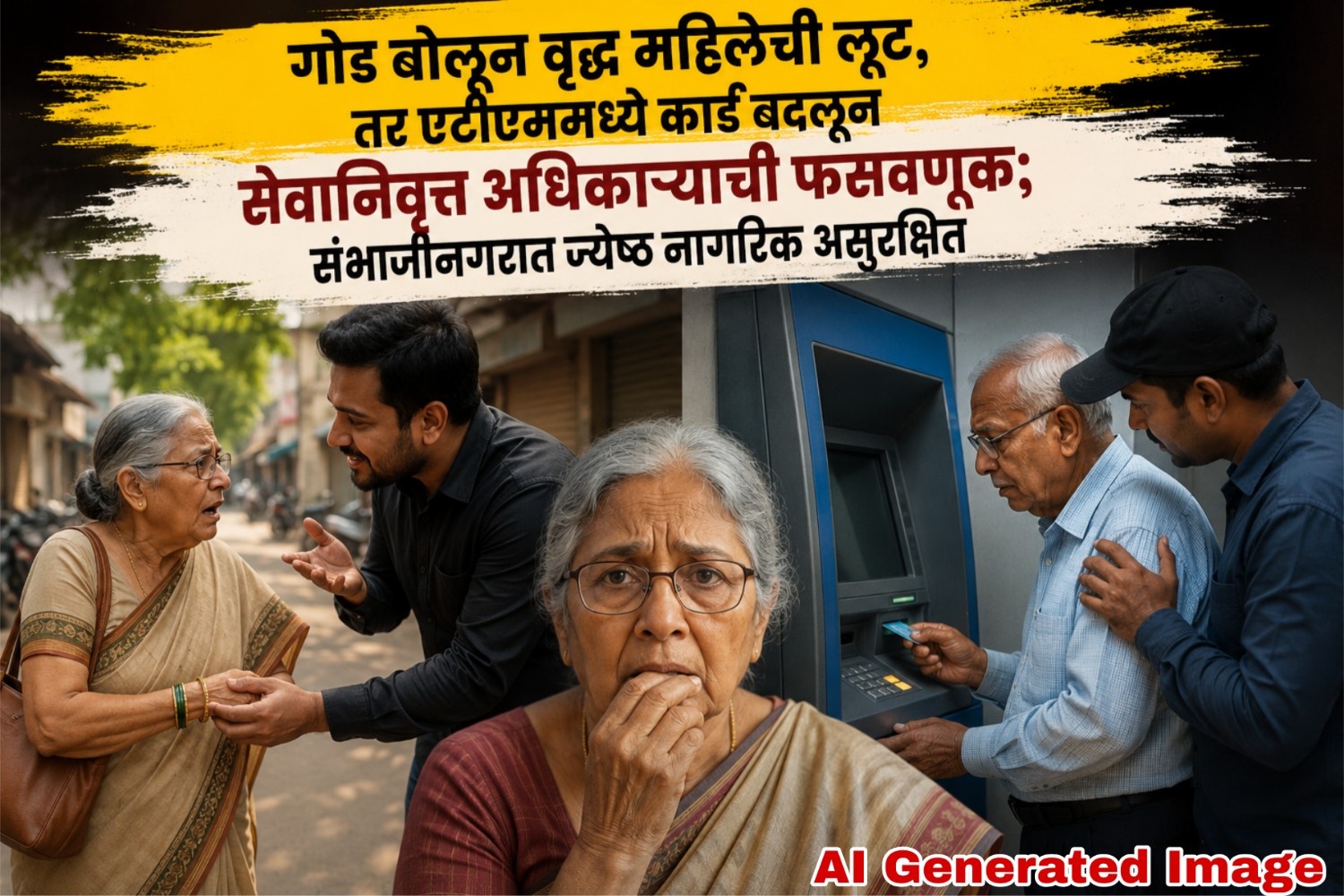 गोड बोलून वृद्ध महिलेची लूट, तर एटीएममध्ये कार्ड बदलून सेवानिवृत्त अधिकाऱ्याची फसवणूक; संभाजीनगरात ज्येष्ठ नागरिक असुरक्षित