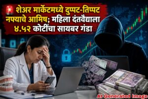 🚨 शेअर मार्केटमध्ये दुप्पट-तिप्पट नफ्याचे आमिष; महिला दंतवैद्याला ४.५२ कोटींचा सायबर गंडा