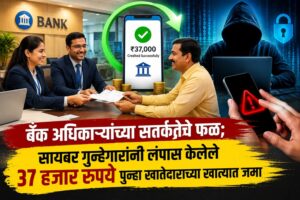 बँक अधिकाऱ्यांच्या सतर्कतेचे फळ; सायबर गुन्हेगारांनी लंपास केलेले ३७ हजार रुपये पुन्हा खातेदाराच्या खात्यात जमा