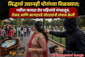 “सिद्धार्थ उद्यानही चोरांच्या विळख्यात; गर्दीचा फायदा घेत महिलांचे मंगळसूत्र, रोकड आणि कागदपत्रे चोरट्यांनी लंपास केली”