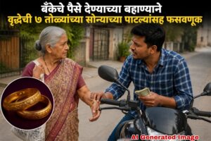 बँकेचे पैसे देण्याच्या बहाण्याने वृद्धेची ७ तोळ्यांच्या सोन्याच्या पाटल्यांसह फसवणूक