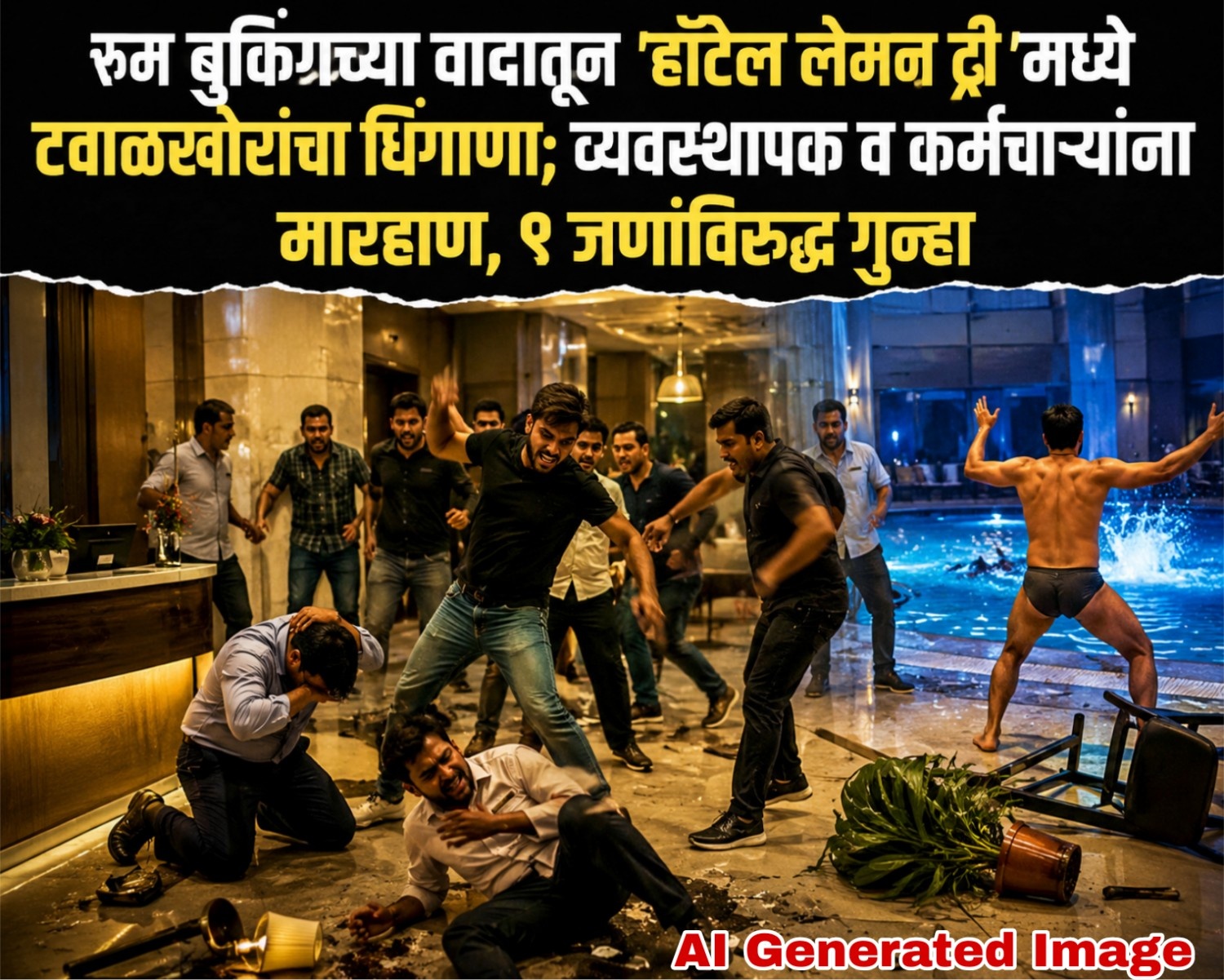 रूम बुकिंगच्या वादातून ‘हॉटेल लेमन ट्री’मध्ये टवाळखोरांचा धिंगाणा; व्यवस्थापक व कर्मचाऱ्यांना मारहाण, ९ जणांविरुद्ध गुन्हा