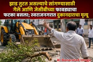 झाड तुटत असल्याचे सांगण्यासाठी गेले आणि जेसीबीच्या फावड्याचा फटका बसला; स्वराजनगरात दुकानदाराचा मृत्यू