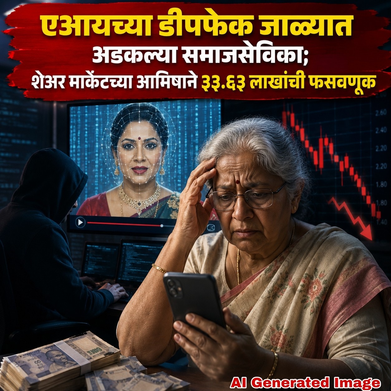 एआयच्या डीपफेक जाळ्यात अडकल्या समाजसेविका; शेअर मार्केटच्या आमिषाने ३३.६३ लाखांची फसवणूक