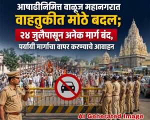 आषाढीनिमित्त वाळूज महानगरात वाहतुकीत मोठे बदल; २४ जुलैपासून अनेक मार्ग बंद, पर्यायी मार्गांचा वापर करण्याचे आवाहन