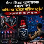 सोशल मीडियावर गुंडगिरीचा रुबाब दाखवणाऱ्यांवर पोलिसांचा ‘डिजिटल सर्जिकल स्ट्राईक’; ८४६ खाती बंद, २२० जण रडारवर