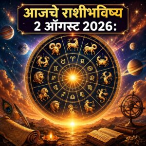 🌟 आजचे राशीभविष्य २ ऑगस्ट २०२६ : मेष ते मीन सर्व १२ राशींसाठी कसा असेल आजचा दिवस? करिअर, आर्थिक स्थिती, प्रेम, कुटुंब आणि आरोग्याबाबत जाणून घ्या सविस्तर भविष्य!