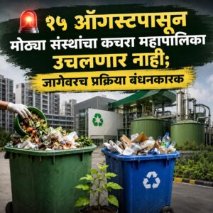 🚨 १५ ऑगस्टपासून मोठ्या संस्थांचा कचरा महापालिका उचलणार नाही; जागेवरच प्रक्रिया बंधनकारक