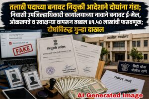 तलाठी पदाच्या बनावट नियुक्ती आदेशाने दोघांना गंडा; निवासी उपजिल्हाधिकारी कार्यालयाच्या नावाने बनावट ई-मेल, ओळखपत्रे व स्वाक्षऱ्या वापरून तब्बल ४१.५० लाखांची फसवणूक; दोघांविरुद्ध गुन्हा दाखल