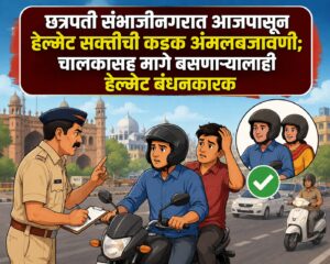 छत्रपती संभाजीनगरात आजपासून हेल्मेट सक्तीची कडक अंमलबजावणी; चालकासह मागे बसणाऱ्यालाही हेल्मेट बंधनकारक