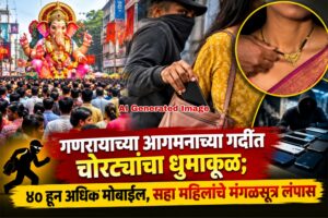 गणरायाच्या आगमनाच्या गर्दीत चोरट्यांचा धुमाकूळ; ४० हून अधिक मोबाईल, सहा महिलांचे मंगळसूत्र लंपास