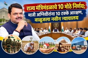 राज्य मंत्रिमंडळाचे 10 मोठे निर्णय; माजी अग्निवीरांना 10 टक्के आरक्षण, वाळूजला नवीन न्यायालय