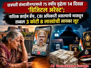 छत्रपती संभाजीनगरमध्ये 75 वर्षीय वृद्धेला 14 दिवस ‘डिजिटल अरेस्ट’; नाशिक क्राईम ब्रँच, CBI अधिकारी असल्याचे भासवून तब्बल 3 कोटी 8 लाखांची सायबर लूट