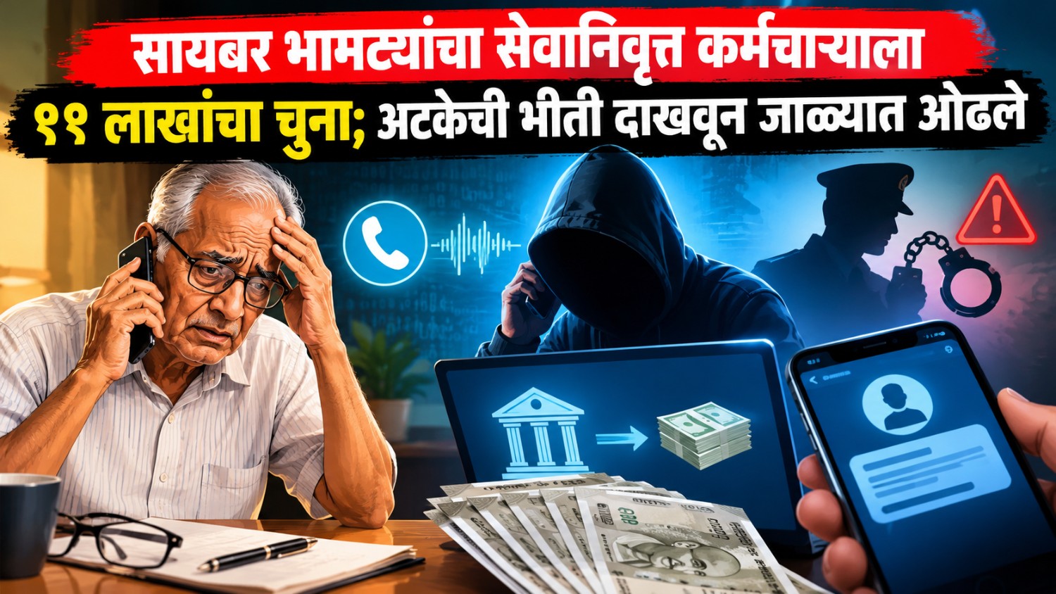 सायबर भामट्यांचा सेवानिवृत्त कर्मचाऱ्याला ११ लाखांचा चुना; अटकेची भीती दाखवून जाळ्यात ओढले