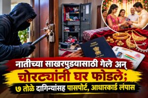 नातीच्या साखरपुड्यासाठी गेले अन् चोरट्यांनी घर फोडले; ७ तोळे दागिन्यांसह पासपोर्ट, आधारकार्ड लंपास